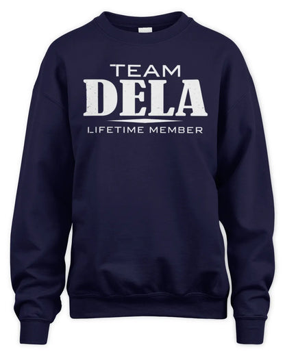 DELA BL62-K4-128 - Personalized “Team NAME Lifetime Member” - Unisex Sweatshirt - Navy