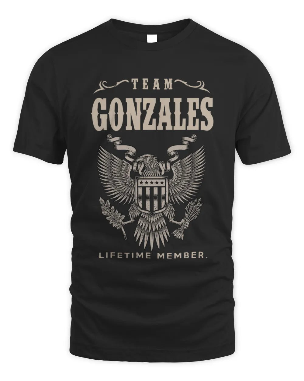 GONZALES TP06-K82 – Personalized Classic Style Apparel “Team NAME Lifetime Member” - Unisex Standard T-Shirt - Black