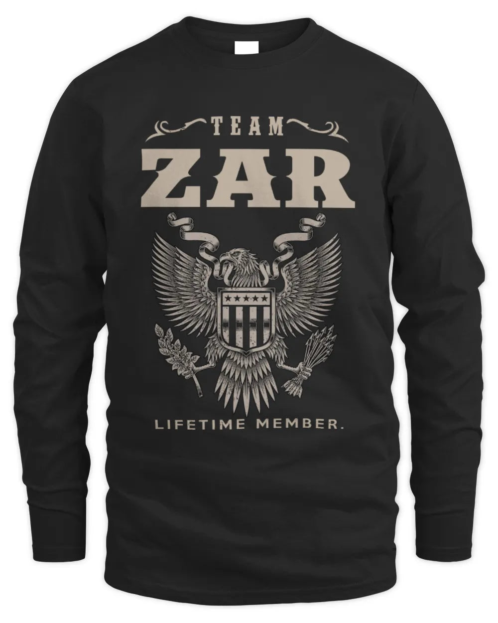 ZAR TP06-K82 – Personalized Classic Style Apparel “Team NAME Lifetime Member” - Men's Long Sleeved T-Shirt - Black