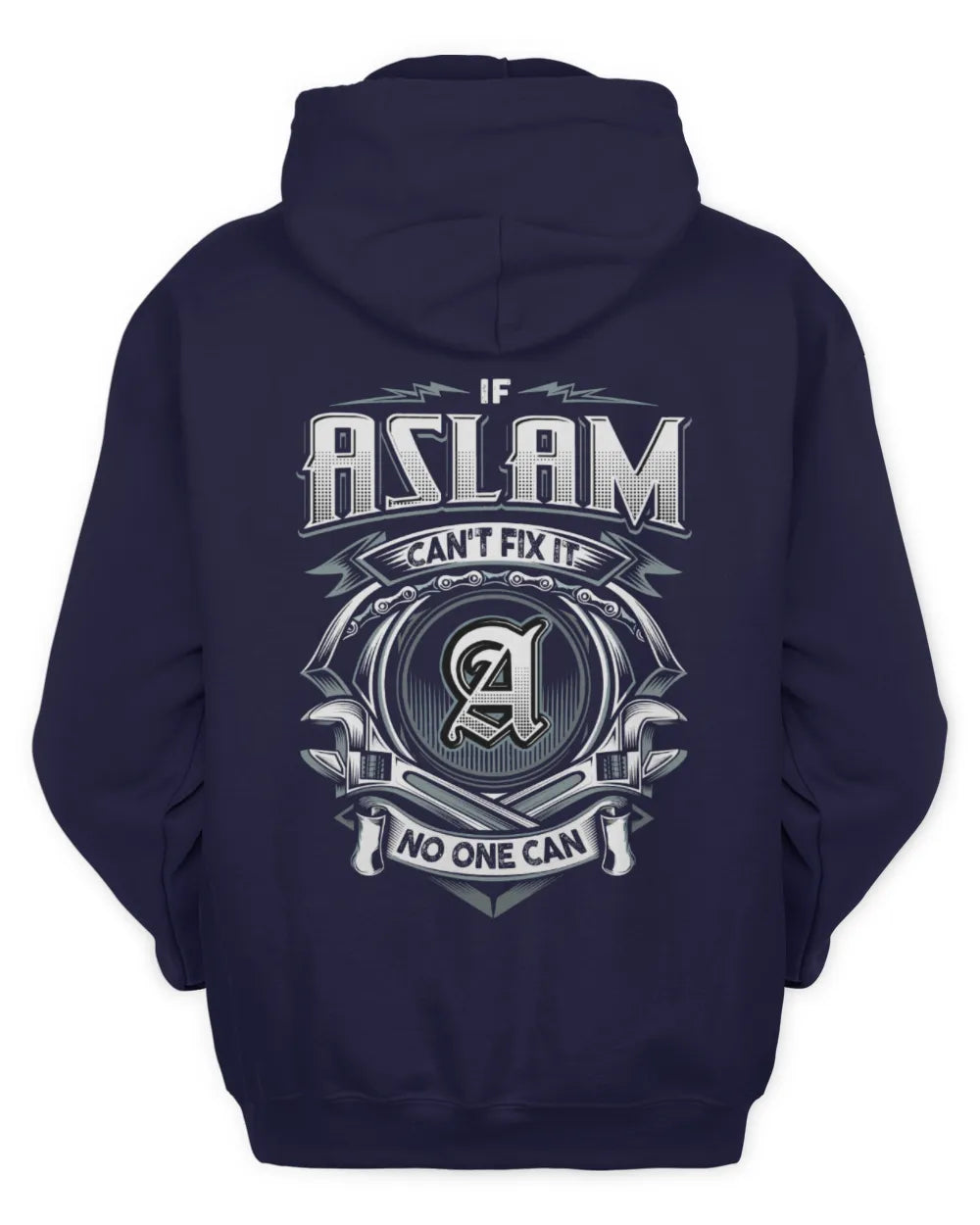 ASLAM AP81-K4-626 - Personalized Ahmed Quote Apparel “If Ahmed Can't Fix It, No One Can” - Unisex Hoodie - Navy