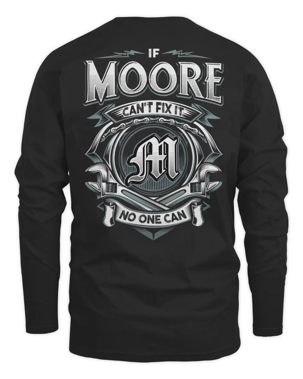 MOORE AP81-K4-626 - Personalized Ahmed Quote Apparel “If Ahmed Can't Fix It, No One Can” - Men's Long Sleeved T-Shirt - Black