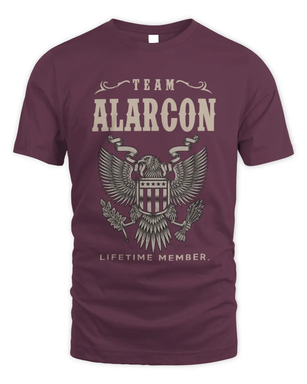 ALARCON TP06-K82 – Personalized Classic Style Apparel “Team NAME Lifetime Member” - Unisex Standard T-Shirt - Maroon