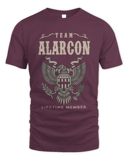 ALARCON TP06-K82 – Personalized Classic Style Apparel “Team NAME Lifetime Member” - Unisex Standard T-Shirt - Maroon