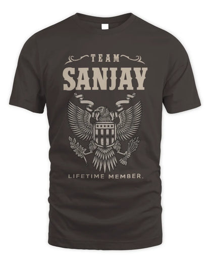 SANJAY TP06-K82 – Personalized Classic Style Apparel “Team NAME Lifetime Member” - Unisex Standard T-Shirt - Dark Chocolate