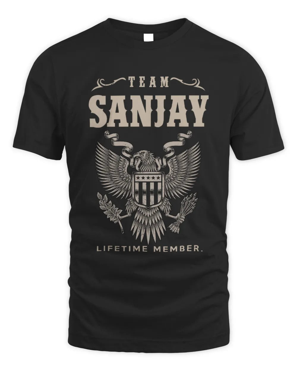 SANJAY TP06-K82 – Personalized Classic Style Apparel “Team NAME Lifetime Member” - Unisex Standard T-Shirt - Black