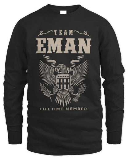 EMAN TP06-K82 – Personalized Classic Style Apparel “Team NAME Lifetime Member” - Men's Long Sleeved T-Shirt - Black