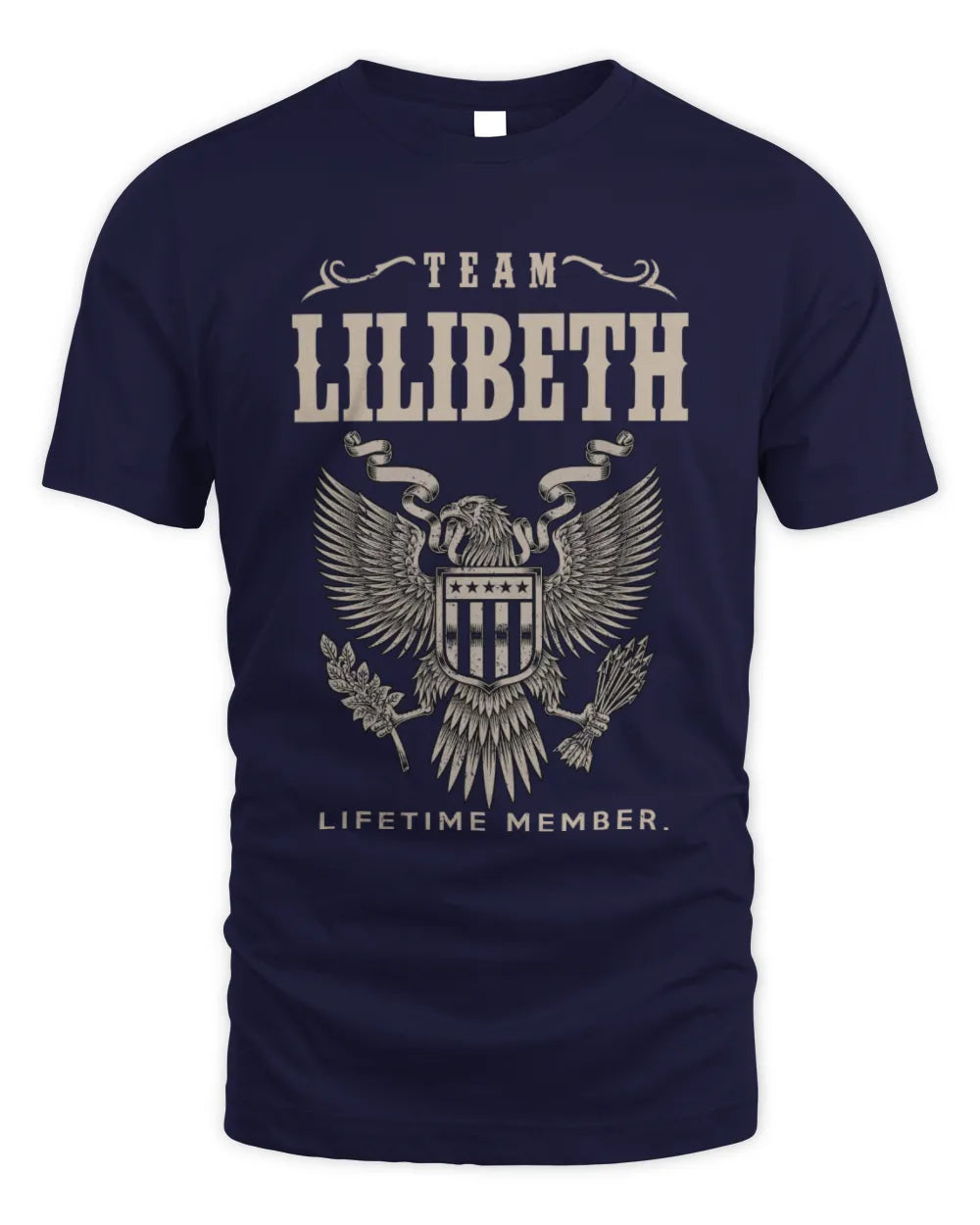 LILIBETH TP06-K82 – Personalized Classic Style Apparel “Team NAME Lifetime Member” - Unisex Standard T-Shirt - Navy
