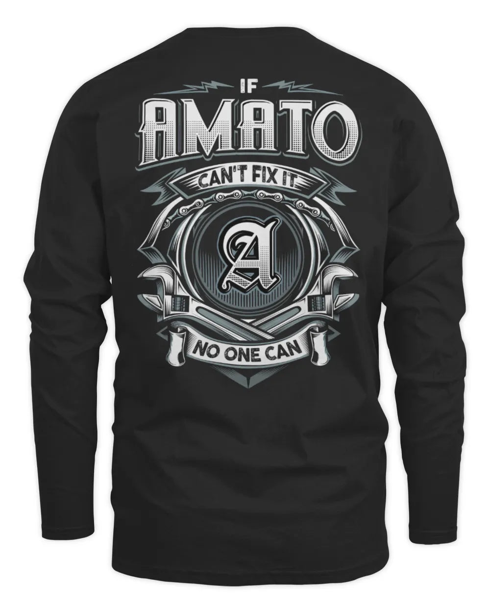 AMATO AP81-K4-626 - Personalized Ahmed Quote Apparel “If Ahmed Can't Fix It, No One Can” - Men's Long Sleeved T-Shirt - Black