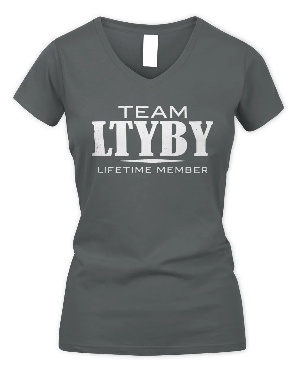 LTYBY BL62-K4-128 - Personalized “Team NAME Lifetime Member” - Women's V-Neck T-Shirt - Charcoal
