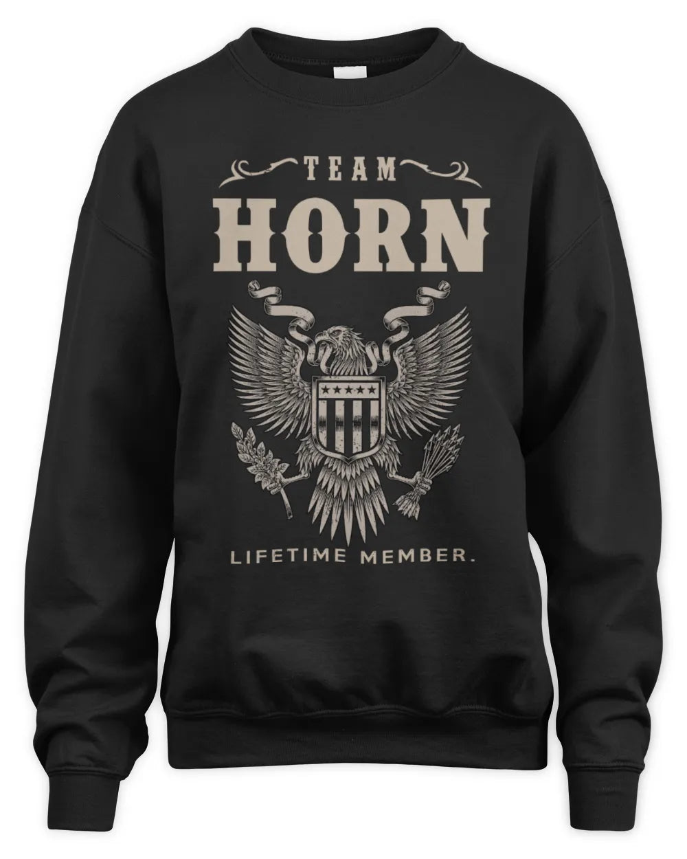 HORN TP06-K82 – Personalized Classic Style Apparel “Team NAME Lifetime Member” - Unisex Sweatshirt - Black