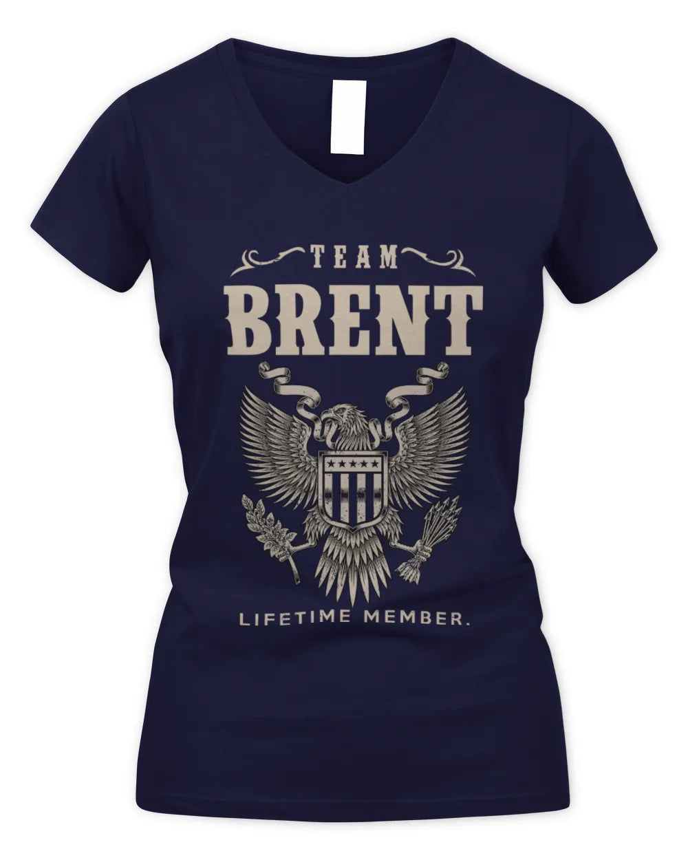 BRENT TP06-K82 – Personalized Classic Style Apparel “Team NAME Lifetime Member” - Women's V-Neck T-Shirt - Navy