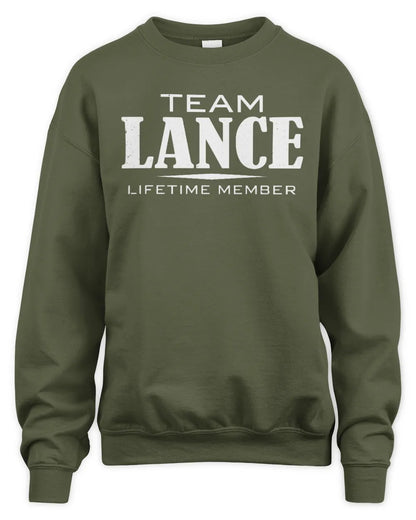 LANCE BL62-K4-128 - Personalized “Team NAME Lifetime Member” - Unisex Sweatshirt - Military Green