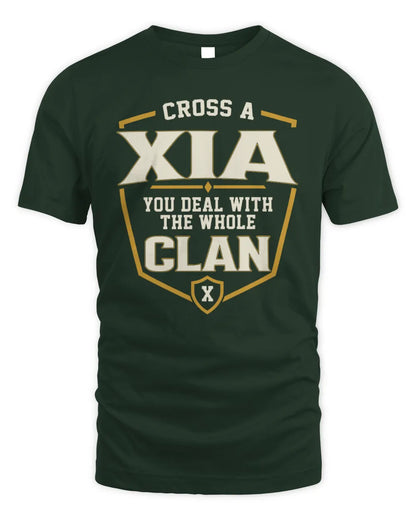 XIA NT1-K008 Cross A/An NAME, You Deal With the Whole Clan | Personalized Vintage T-Shirt - Unisex Standard T-Shirt - Forest Green