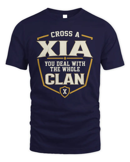 XIA NT1-K008 Cross A/An NAME, You Deal With the Whole Clan | Personalized Vintage T-Shirt - Unisex Standard T-Shirt - Navy