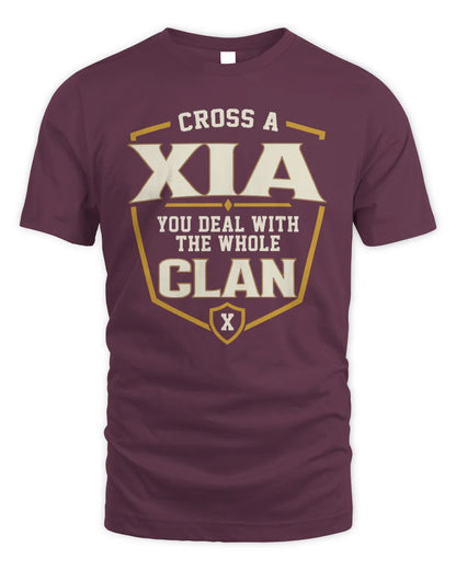 XIA NT1-K008 Cross A/An NAME, You Deal With the Whole Clan | Personalized Vintage T-Shirt - Unisex Standard T-Shirt - Maroon