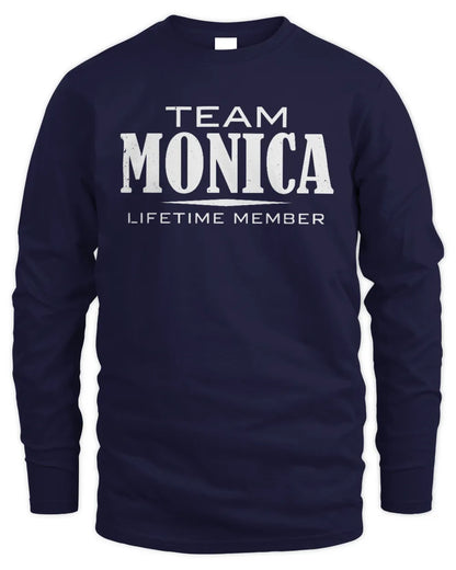MONICA BL62-K4-128 - Personalized “Team NAME Lifetime Member” - Men's Long Sleeved T-Shirt - Navy