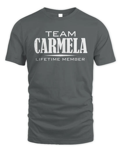 CARMELA BL62-K4-128 - Personalized “Team NAME Lifetime Member” - Unisex Standard T-Shirt - Charcoal
