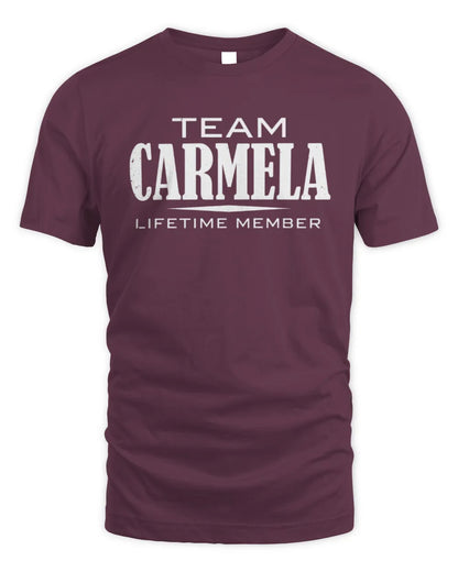 CARMELA BL62-K4-128 - Personalized “Team NAME Lifetime Member” - Unisex Standard T-Shirt - Maroon
