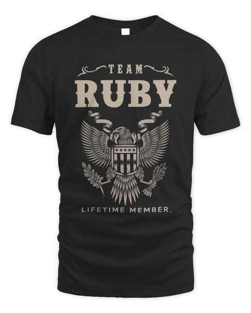 RUBY TP06-K82 – Personalized Classic Style Apparel “Team NAME Lifetime Member” - Unisex Standard T-Shirt - Black