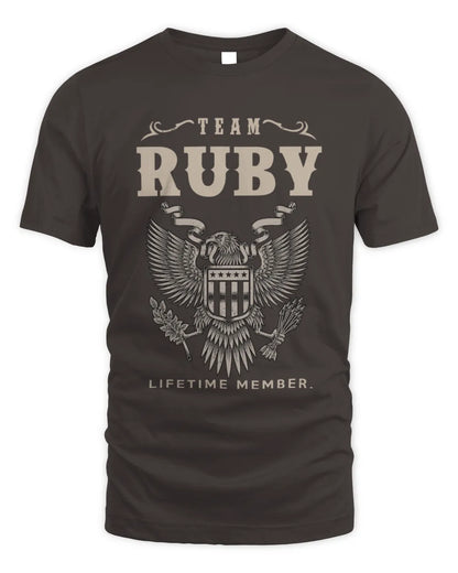 RUBY TP06-K82 – Personalized Classic Style Apparel “Team NAME Lifetime Member” - Unisex Standard T-Shirt - Dark Chocolate
