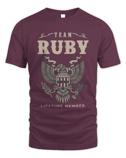 RUBY TP06-K82 – Personalized Classic Style Apparel “Team NAME Lifetime Member” - Unisex Standard T-Shirt - Maroon