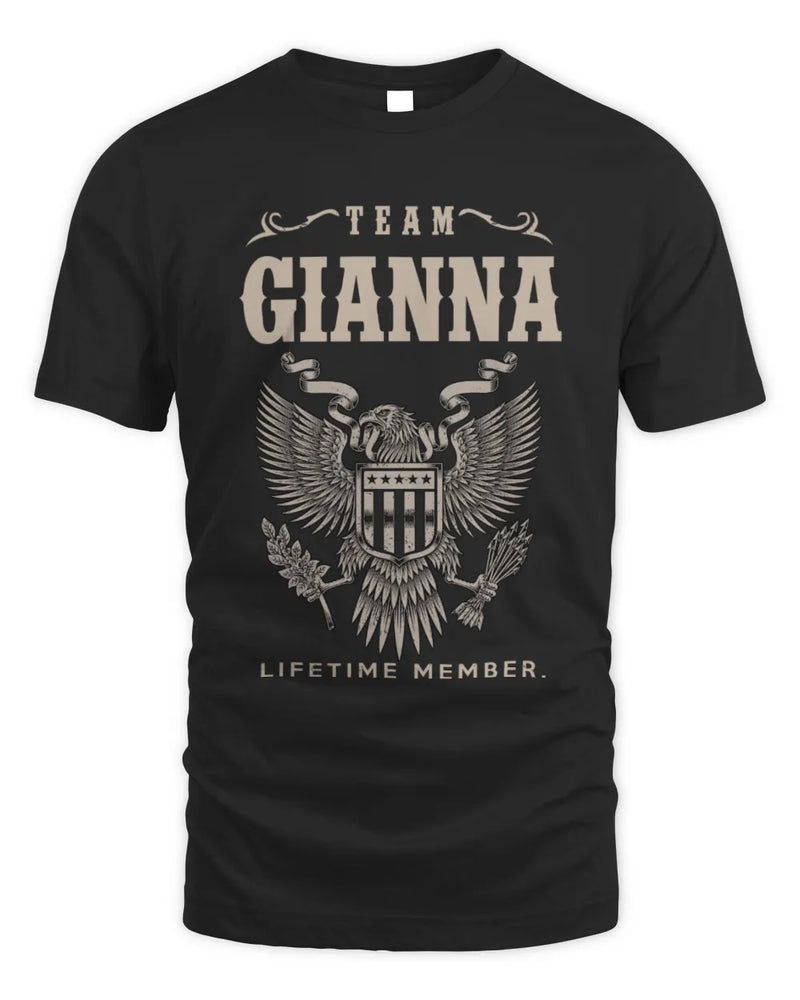 GIANNA TP06-K82 – Personalized Classic Style Apparel “Team NAME Lifetime Member” - Unisex Standard T-Shirt - Black