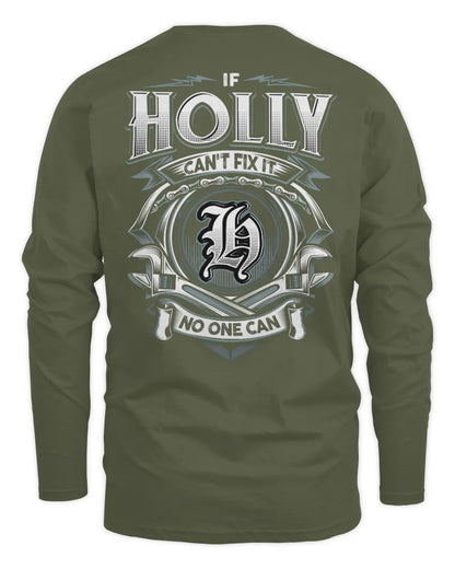 HOLLY AP81-K4-626 - Personalized Ahmed Quote Apparel “If Ahmed Can't Fix It, No One Can” - Men's Long Sleeved T-Shirt - Military Green