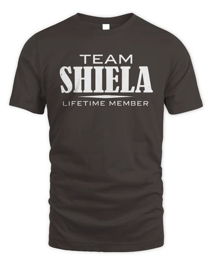 SHIELA BL62-K4-128 - Personalized “Team NAME Lifetime Member” - Unisex Standard T-Shirt - Dark Chocolate