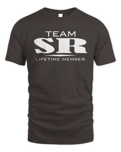 SR BL62-K4-128 - Personalized “Team NAME Lifetime Member” - Unisex Standard T-Shirt - Dark Chocolate