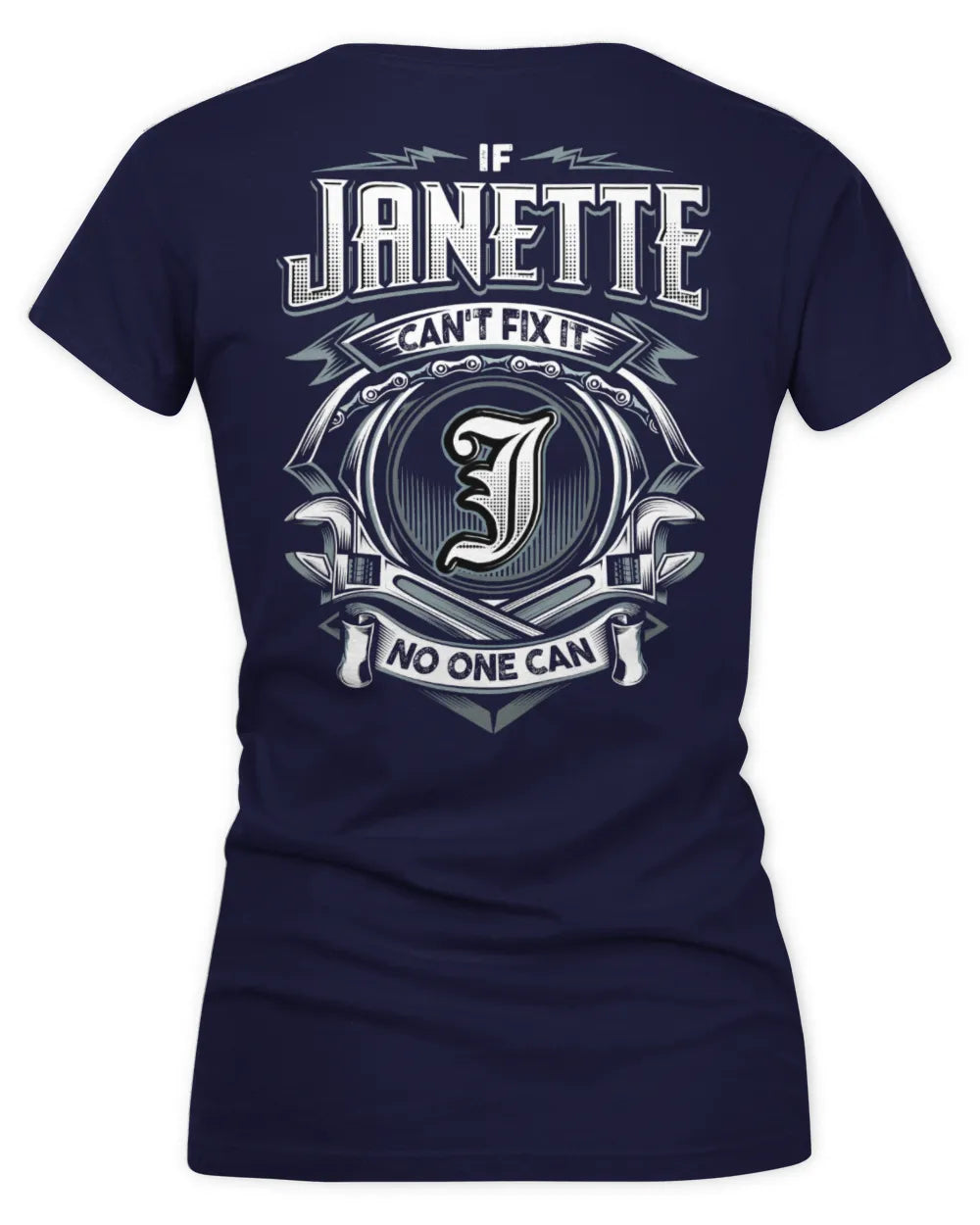 JANETTE AP81-K4-626 - Personalized Ahmed Quote Apparel “If Ahmed Can't Fix It, No One Can” - Women's V-Neck T-Shirt - Navy