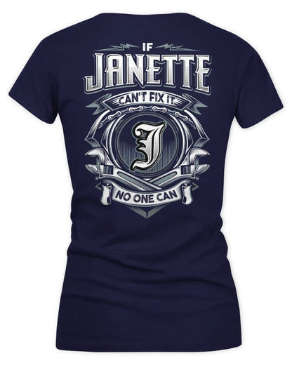 JANETTE AP81-K4-626 - Personalized Ahmed Quote Apparel “If Ahmed Can't Fix It, No One Can” - Women's V-Neck T-Shirt - Navy