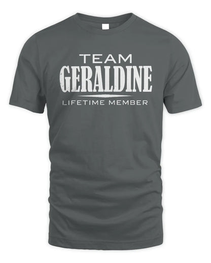 GERALDINE BL62-K4-128 - Personalized “Team NAME Lifetime Member” - Unisex Standard T-Shirt - Charcoal