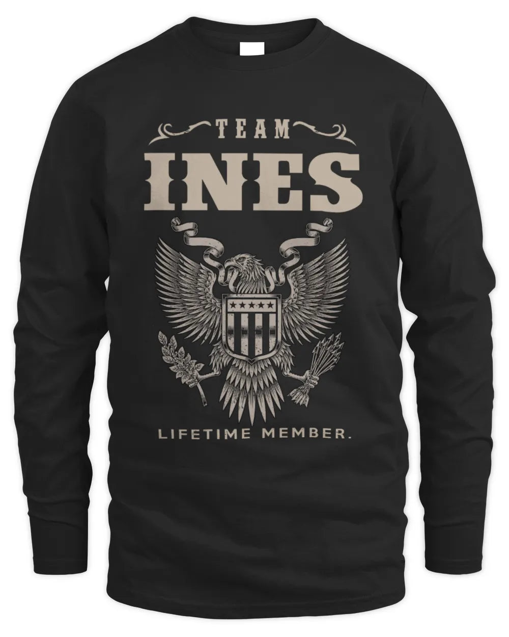 INES TP06-K82 – Personalized Classic Style Apparel “Team NAME Lifetime Member” - Men's Long Sleeved T-Shirt - Black