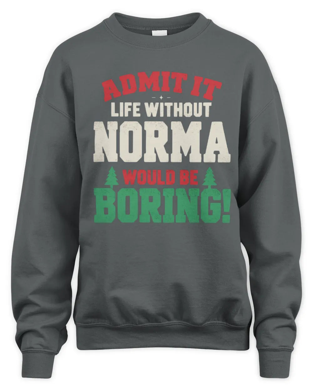 NORMA P5 TH08 Christmas T-Shirt – “Life Without NAME Would Be Boring” - Unisex Sweatshirt - Charcoal