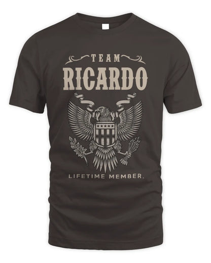 RICARDO TP06-K82 – Personalized Classic Style Apparel “Team NAME Lifetime Member” - Unisex Standard T-Shirt - Dark Chocolate