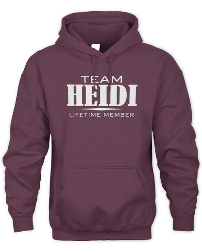 HEIDI BL62-K4-128 - Personalized “Team NAME Lifetime Member” - Unisex Hoodie - Maroon