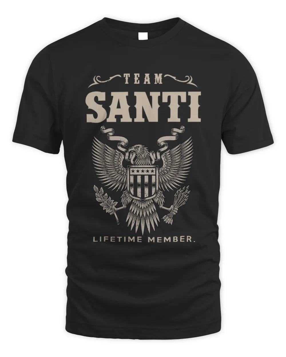 SANTI TP06-K82 – Personalized Classic Style Apparel “Team NAME Lifetime Member” - Unisex Standard T-Shirt - Black