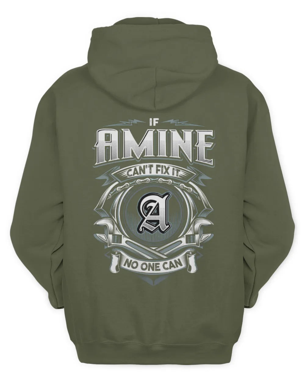 AMINE AP81-K4-626 - Personalized Ahmed Quote Apparel “If Ahmed Can't Fix It, No One Can” - Unisex Hoodie - Military Green