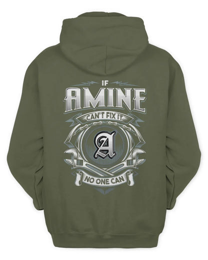 AMINE AP81-K4-626 - Personalized Ahmed Quote Apparel “If Ahmed Can't Fix It, No One Can” - Unisex Hoodie - Military Green