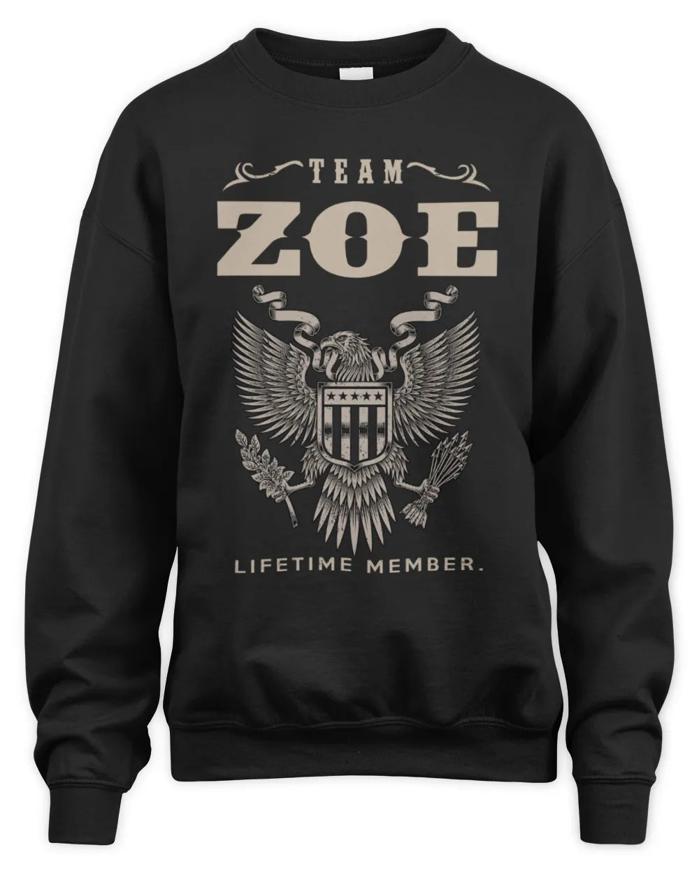 ZOE TP06-K82 – Personalized Classic Style Apparel “Team NAME Lifetime Member” - Unisex Sweatshirt - Black