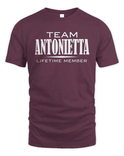 ANTONIETTA BL62-K4-128 - Personalized “Team NAME Lifetime Member” - Unisex Standard T-Shirt - Maroon