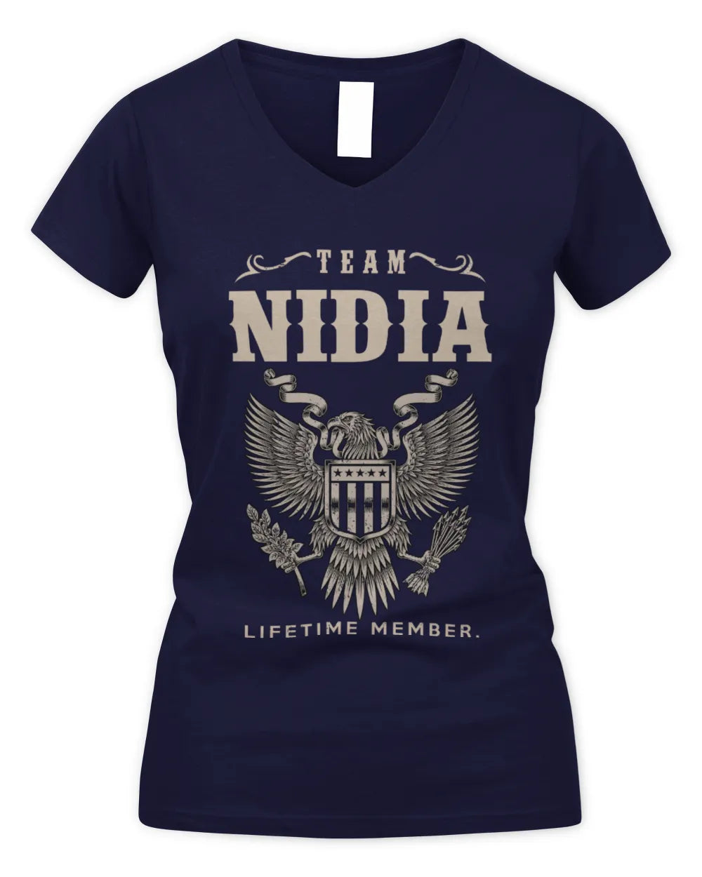 NIDIA TP06-K82 – Personalized Classic Style Apparel “Team NAME Lifetime Member” - Women's V-Neck T-Shirt - Navy