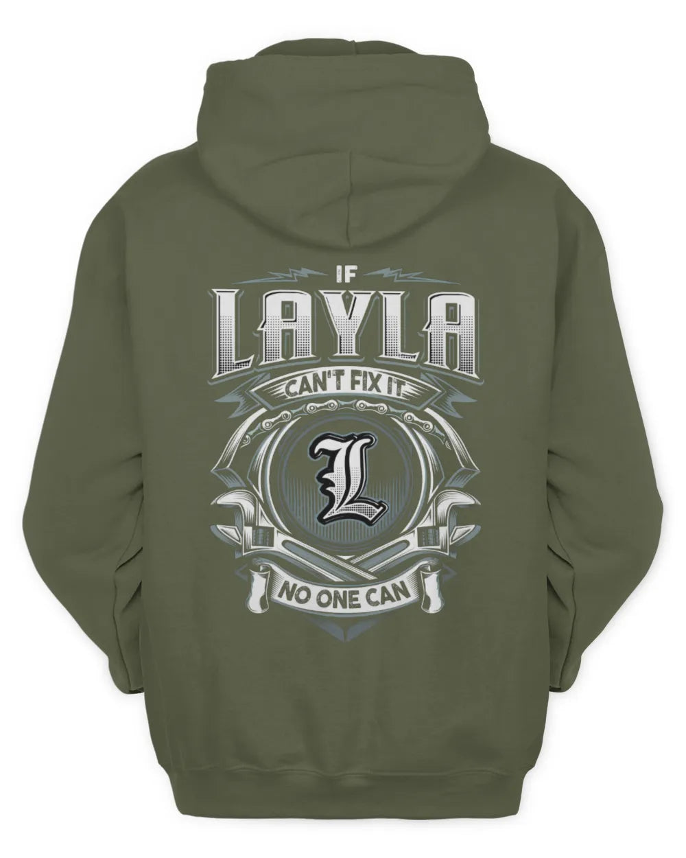 LAYLA AP81-K4-626 - Personalized Ahmed Quote Apparel “If Ahmed Can't Fix It, No One Can” - Unisex Hoodie - Military Green