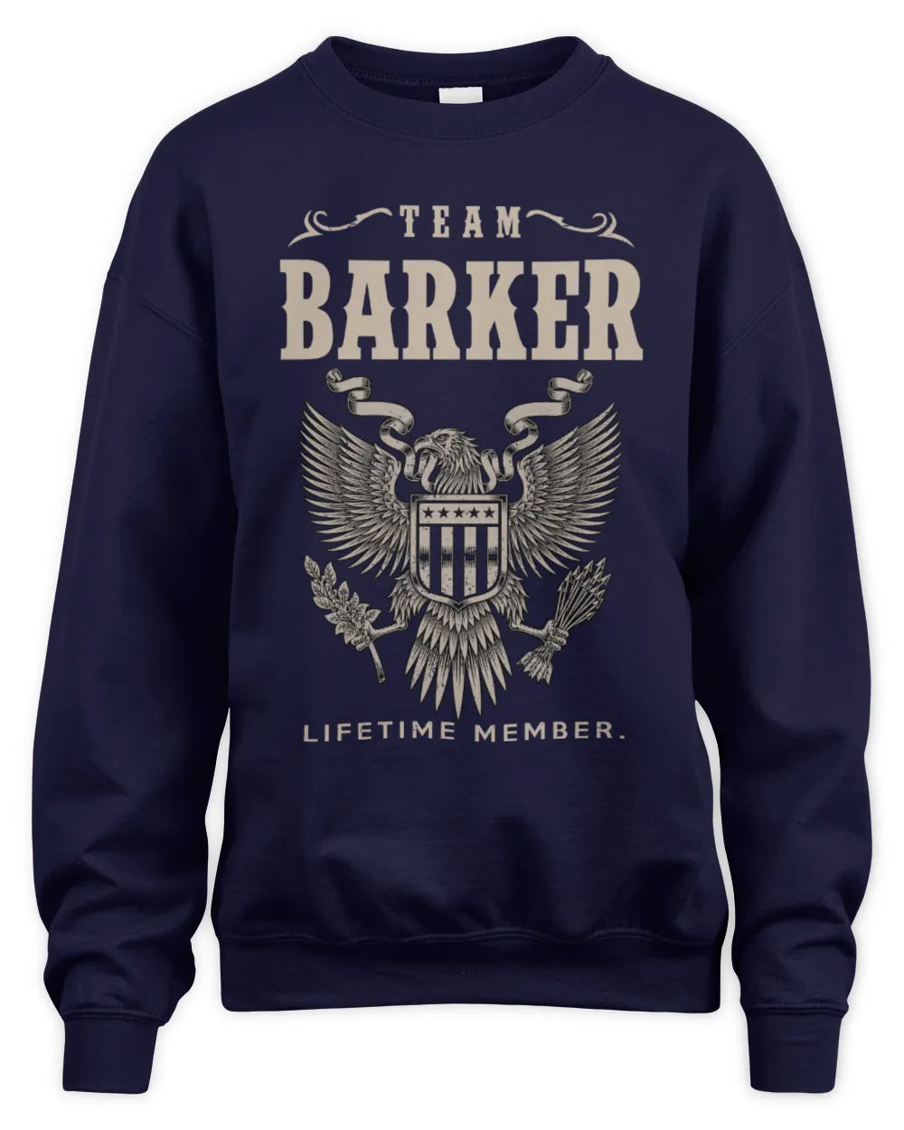 BARKER TP06-K82 – Personalized Classic Style Apparel “Team NAME Lifetime Member” - Unisex Sweatshirt - Navy