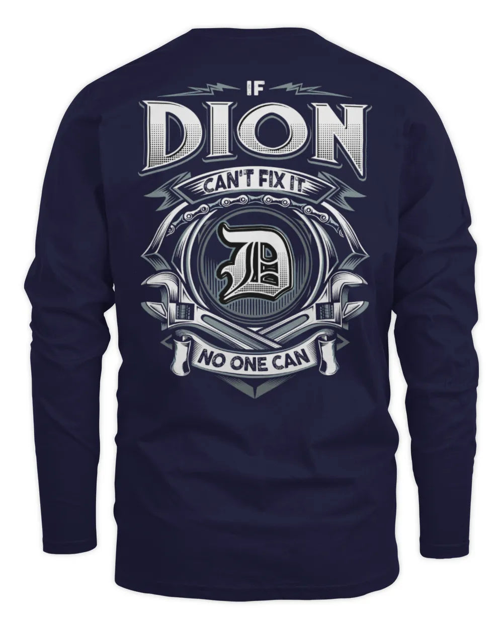 DION AP81-K4-626 - Personalized Ahmed Quote Apparel “If Ahmed Can't Fix It, No One Can” - Men's Long Sleeved T-Shirt - Navy