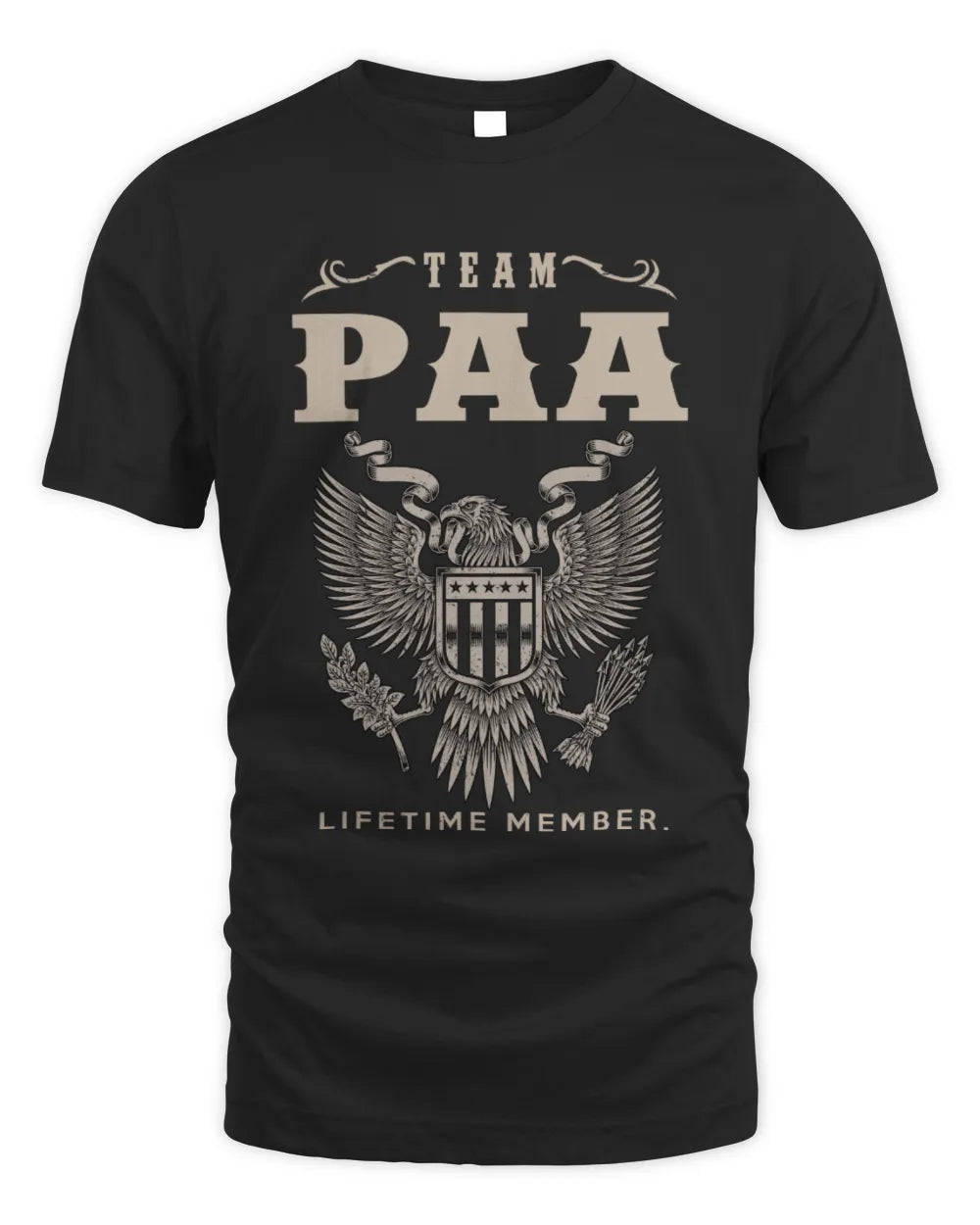 PAA TP06-K82 – Personalized Classic Style Apparel “Team NAME Lifetime Member” - Unisex Standard T-Shirt - Black