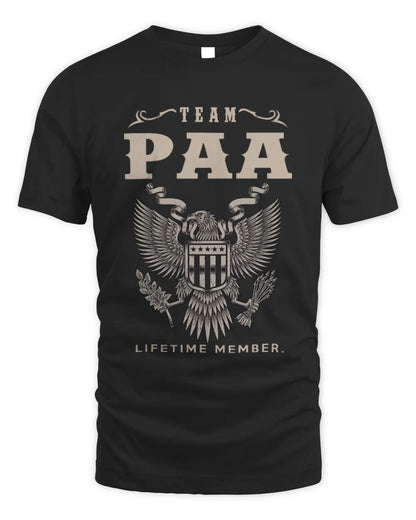 PAA TP06-K82 – Personalized Classic Style Apparel “Team NAME Lifetime Member” - Unisex Standard T-Shirt - Black