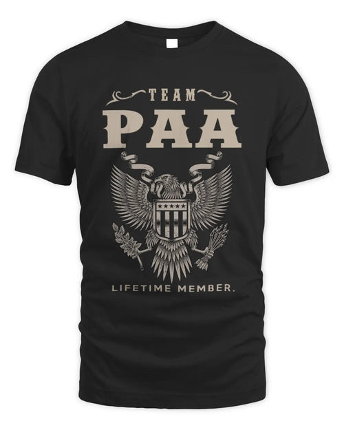 PAA TP06-K82 – Personalized Classic Style Apparel “Team NAME Lifetime Member” - Unisex Standard T-Shirt - Black