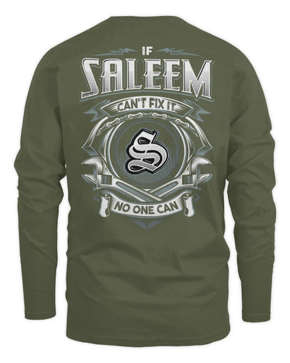 SALEEM AP81-K4-626 - Personalized Ahmed Quote Apparel “If Ahmed Can't Fix It, No One Can” - Men's Long Sleeved T-Shirt - Military Green
