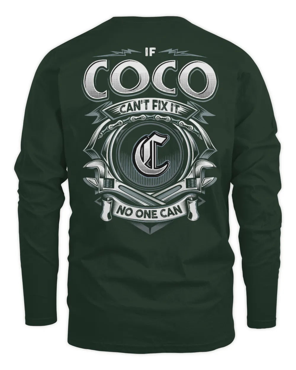 COCO AP81-K4-626 - Personalized Ahmed Quote Apparel “If Ahmed Can't Fix It, No One Can” - Men's Long Sleeved T-Shirt - Forest Green
